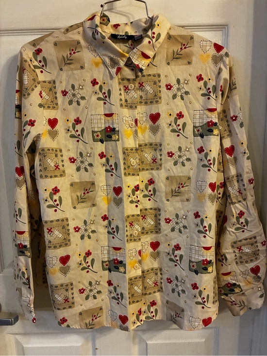 Tapestry Tops - Tapestry Vintage Women’s Multicolor Printed Long Sleeve Button Up Shirt Size: M